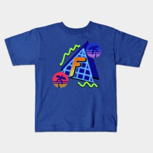 Initial Letter F - 80s Synth Kids T-Shirt